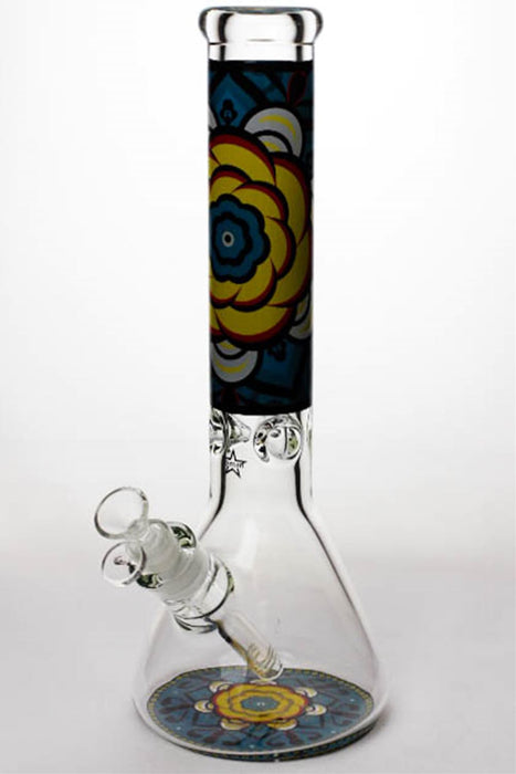 14" geometric design heavy glass beaker water bong-E-4234 - One Wholesale