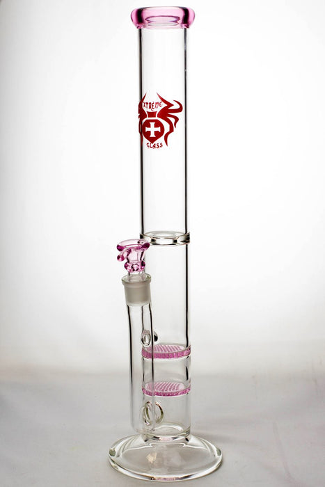 18" Xtreme-dual flat honeycome glass bongs-Pink-4267 - One Wholesale