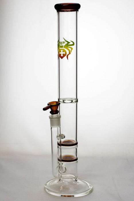 18" Xtreme-dual flat honeycome glass bongs-Amber-4269 - One Wholesale