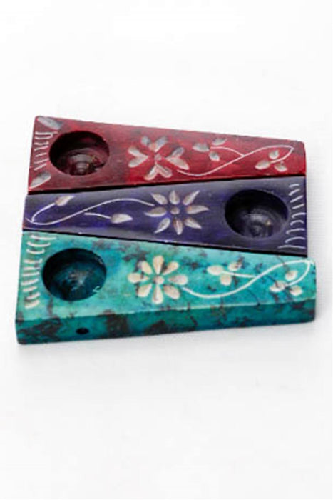 Flower engraved stone pipe pack- - One Wholesale
