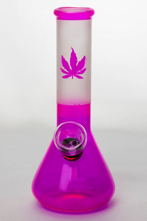 6" Two tone color pink glass water bong- - One Wholesale