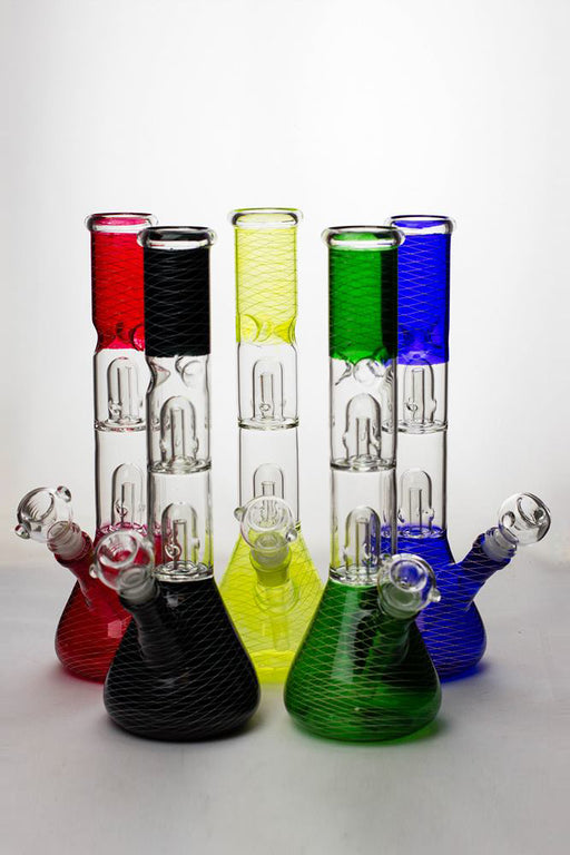 12  inches double dome percolator patterned beaker water bong- - One Wholesale