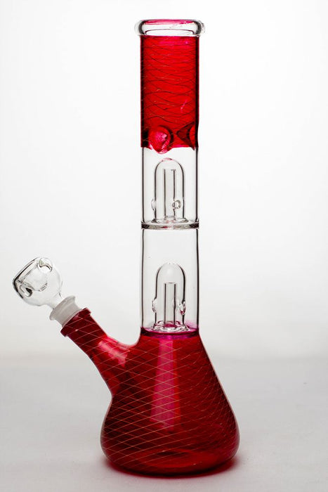 12  inches double dome percolator patterned beaker water bong- - One Wholesale