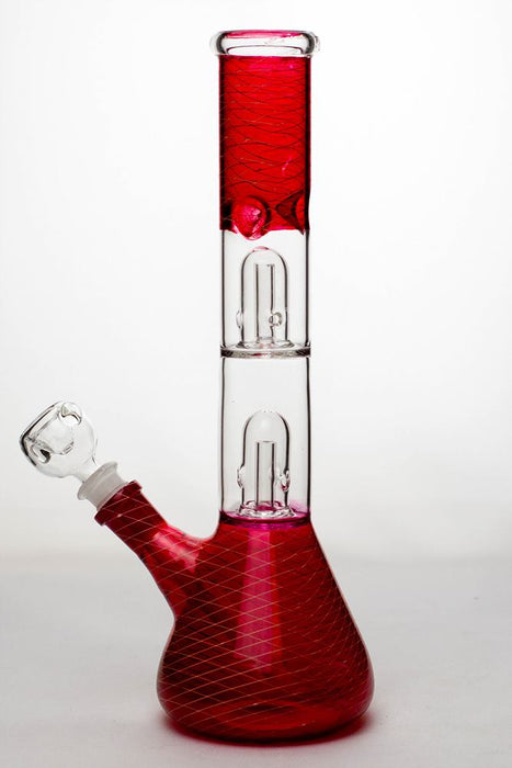 12 inches double dome percolator patterned beaker water bong