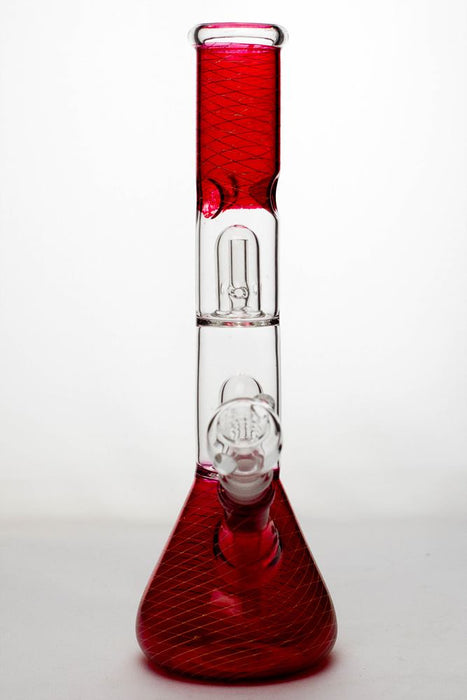 12  inches double dome percolator patterned beaker water bong- - One Wholesale