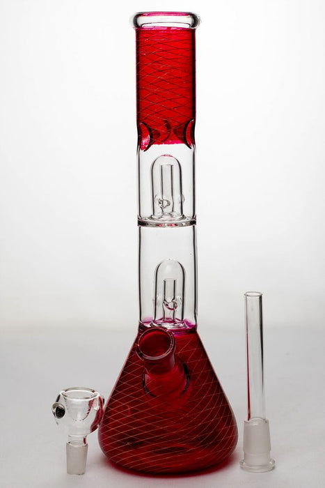 12  inches double dome percolator patterned beaker water bong- - One Wholesale