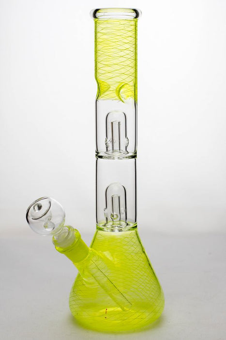 12  inches double dome percolator patterned beaker water bong-Lime - One Wholesale