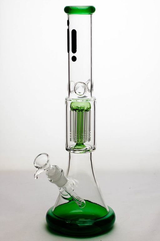 14" infyniti 8-arm percolator colored bottom beaker Bong-Green-4411 - One Wholesale