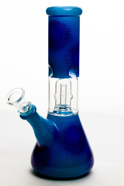 8" Sunflower-D dome percolator beaker water bong-Blue-4430 - One Wholesale