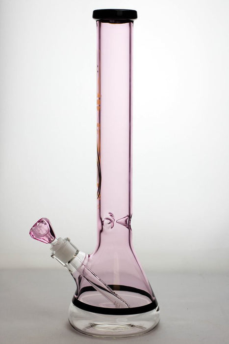 18 inches genie 9 mm color-tube and clear-bottom beaker water bong- - One Wholesale