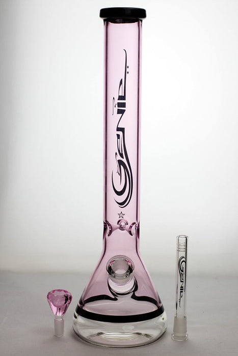 18 inches genie 9 mm color-tube and clear-bottom beaker water bong- - One Wholesale