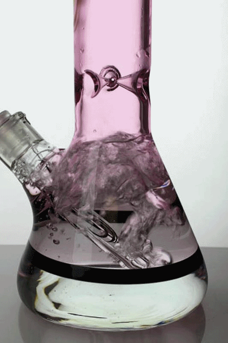 18 inches genie 9 mm color-tube and clear-bottom beaker water bong- - One Wholesale