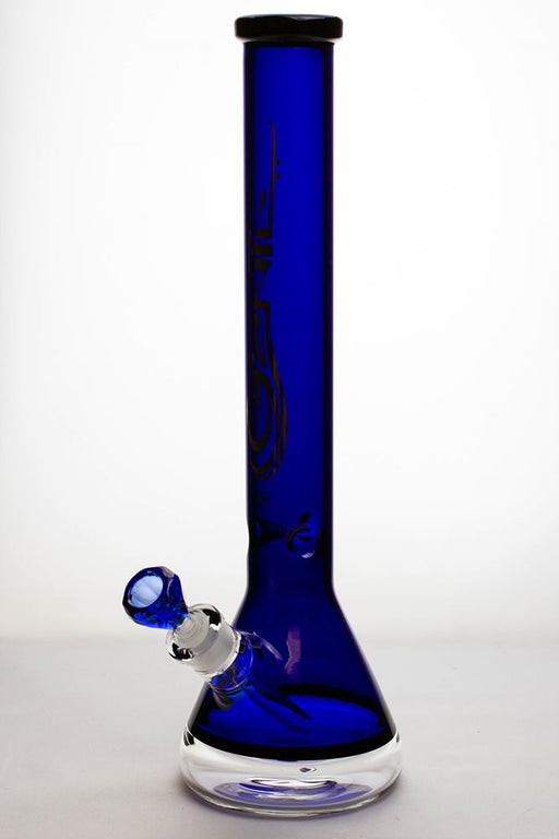 18 inches genie 9 mm color-tube and clear-bottom beaker water bong Glass Bong ONE Blue