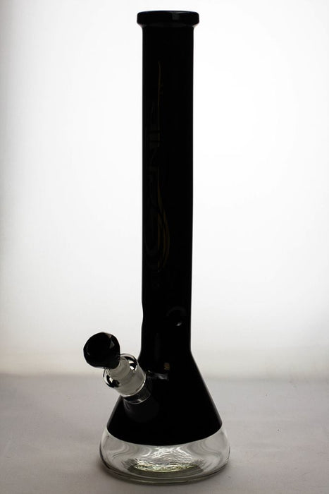 18 inches genie 9 mm color-tube and clear-bottom beaker water bong-Black - One Wholesale