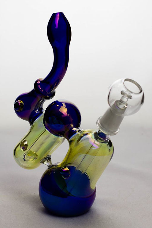 8 in. 2-in-1 dual chamber diffused bubbler-Metalic blue-4464 - One Wholesale