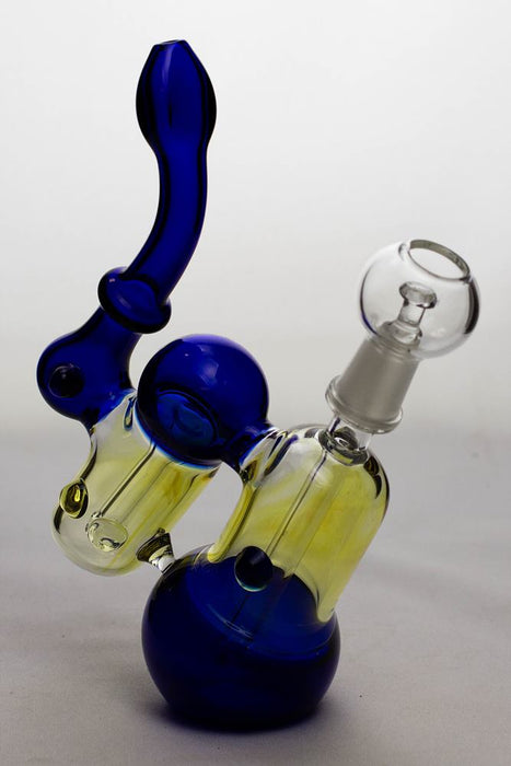 8 in. 2-in-1 dual chamber diffused bubbler-Blue-4466 - One Wholesale