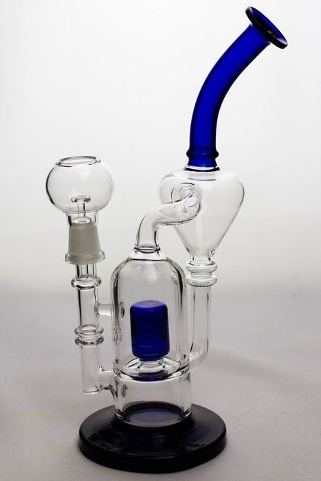9.5 in. 2-in-1 cylinder diffused recycler bong-Blue-4472 - One Wholesale