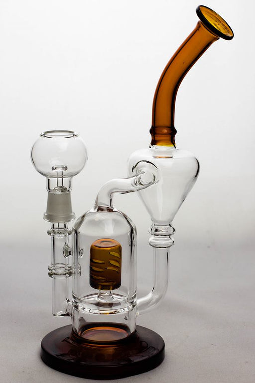 9.5 in. 2-in-1 cylinder diffused recycler bong Glass Rig ONE Amber-4473