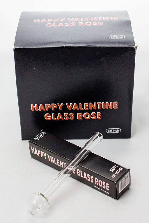 Happy valentine glass rose Oil burner pipe Glass Hand Pipe ONE