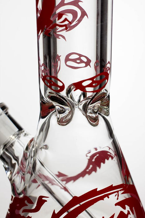 12" Dragon artwork 9 mm thick glass beaker bong- - One Wholesale