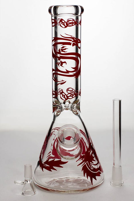 12" Dragon artwork 9 mm thick glass beaker bong- - One Wholesale