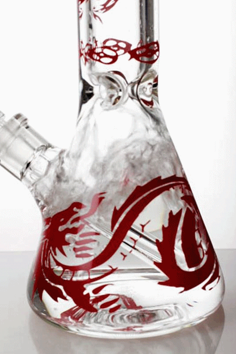 12" Dragon artwork 9 mm thick glass beaker bong- - One Wholesale