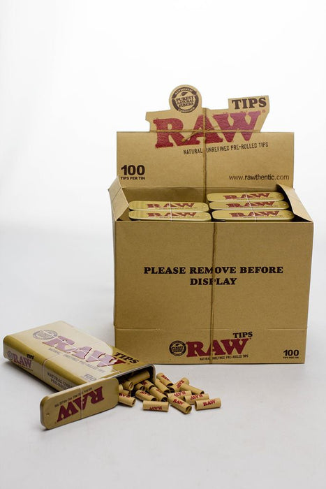 Raw Rolling paper pre-rolled filter tips 100 in a tin case- - One Wholesale