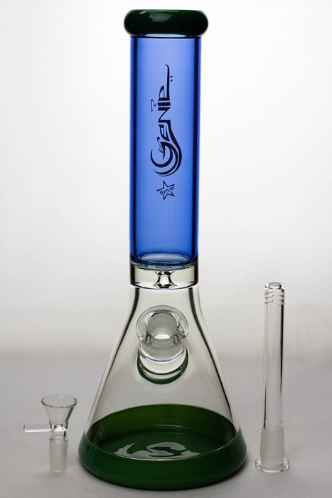 13 in. Genie two tone 9 mm glass beaker water bong- - One Wholesale