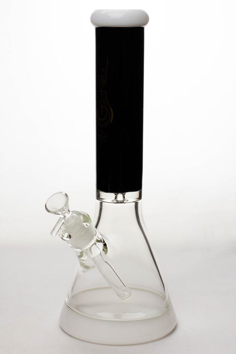 13 in. Genie two tone 9 mm glass beaker water bong Glass Bong ONE BK-WH