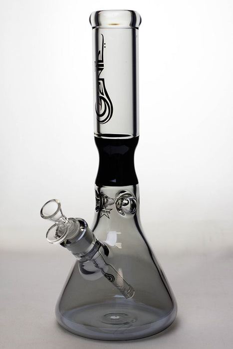 13 in. Genie Metallic 7 mm curved glass beaker water bong-Black-4543 - One Wholesale