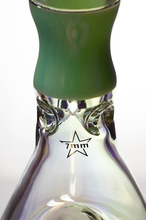 13 in. Genie Metallic 7 mm curved glass beaker water bong- - One Wholesale