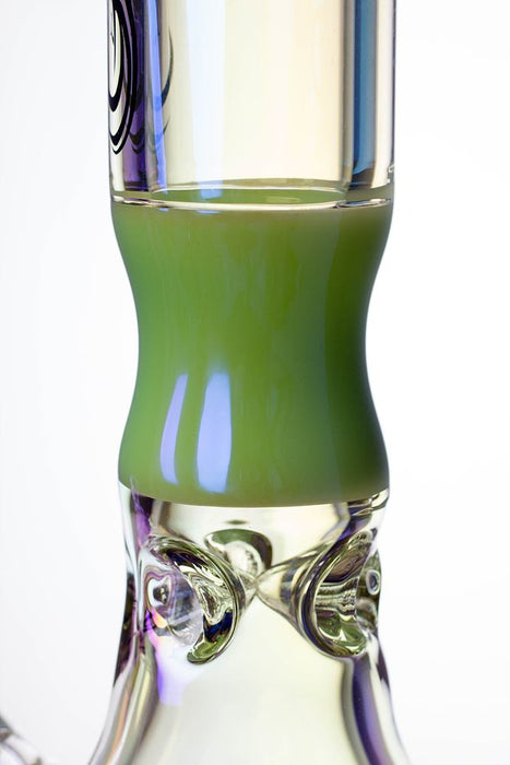 13 in. Genie Metallic 7 mm curved glass beaker water bong- - One Wholesale