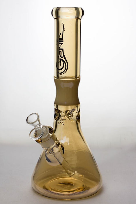 13 in. Genie Metallic 7 mm curved glass beaker water bong-Gold-4545 - One Wholesale