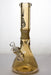 13 in. Genie Metallic 7 mm curved glass beaker water bong-Gold-4545 - One Wholesale