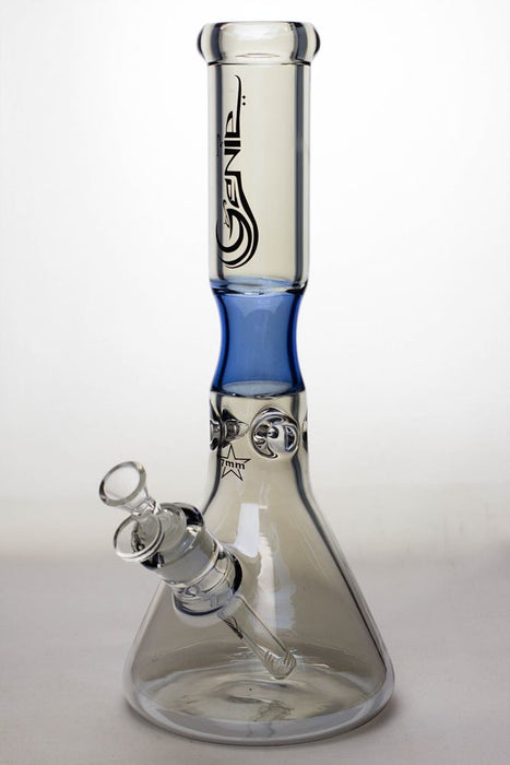 13 in. Genie Metallic 7 mm curved glass beaker water bong-Silver-4546 - One Wholesale