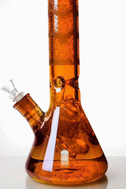 17 in. Genie Metallic 7 mm graphic glass beaker bong Glass Bong ONE