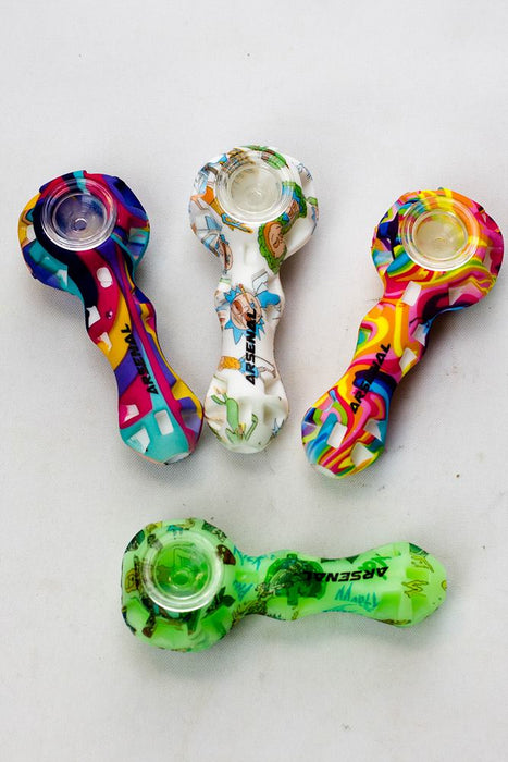 Arsenal Silicone hand pipes with Jar and Dab tool in a Jar- - One Wholesale