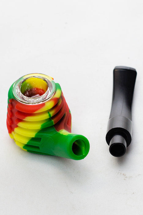 Sherlock Silicone pipe in display with glass bowl-WP134- - One Wholesale
