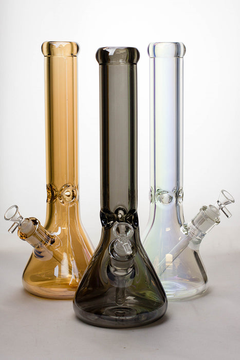 15 in. Metallic 9 mm glass beaker bong- - One Wholesale