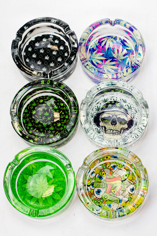 Round glass ashtray display-Leaf A - One Wholesale