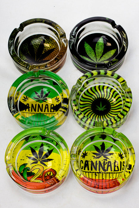 Round glass ashtray display-Leaf B - One Wholesale
