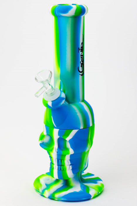 11" Genie skull multi colored detachable silicone water bong-GR/BL - One Wholesale