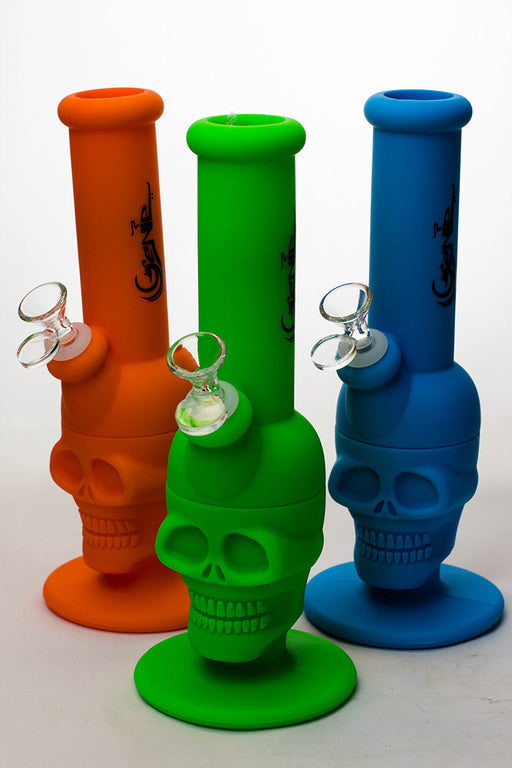 11" Genie Detachable solid color silicone skull water bong- - One Wholesale