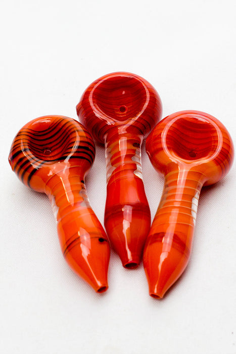3.5" Color Soft glass hand pipe (3 ea per pack)-Orange - One Wholesale