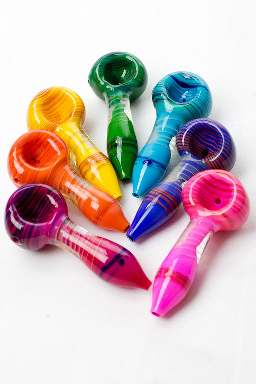 3.5" Color Soft glass hand pipe (3 ea per pack)- - One Wholesale