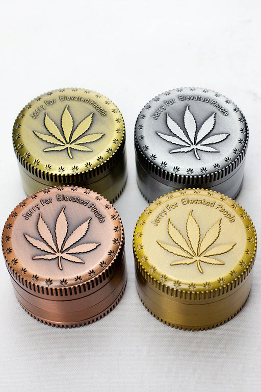 4 parts embossed leaf metal grinder display (12 pcs / display) Herb Grinder ONE