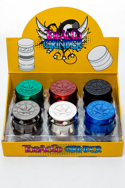 4 parts embossed Amsterdam leaf metal grinder display (12 pcs / display) Display Pack ONE