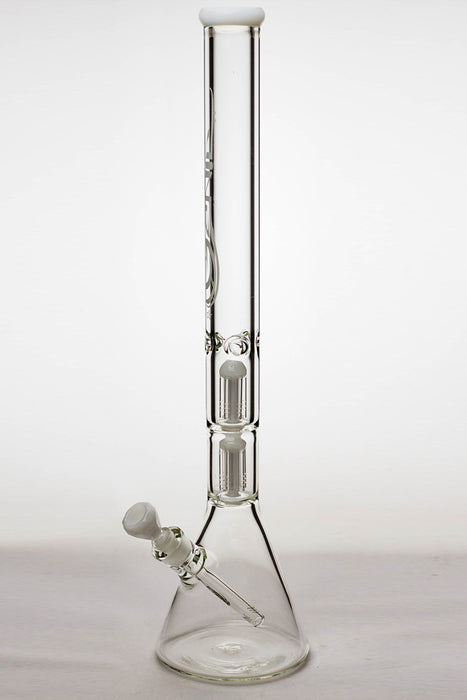 24" genie double 6 arms heavy glass water beaker bong-White - One Wholesale