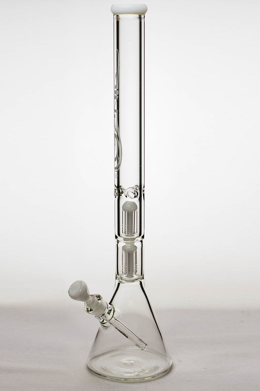 24" genie double 6 arms heavy glass water beaker bong Bongs ONE White