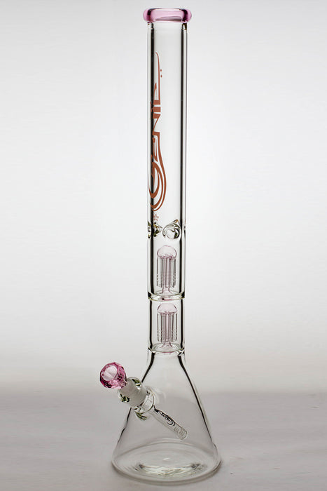 24" genie double 6 arms heavy glass water beaker bong-Pink - One Wholesale